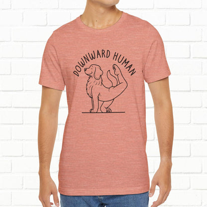 Funny Dog Yoga 'Downward Human' Unisex T-Shirt