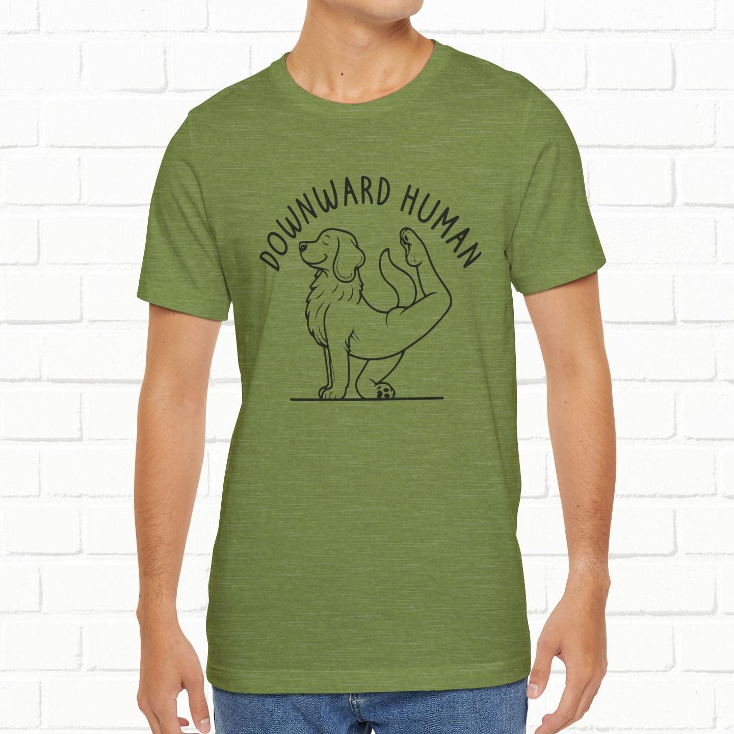 Funny Dog Yoga 'Downward Human' Unisex T-Shirt