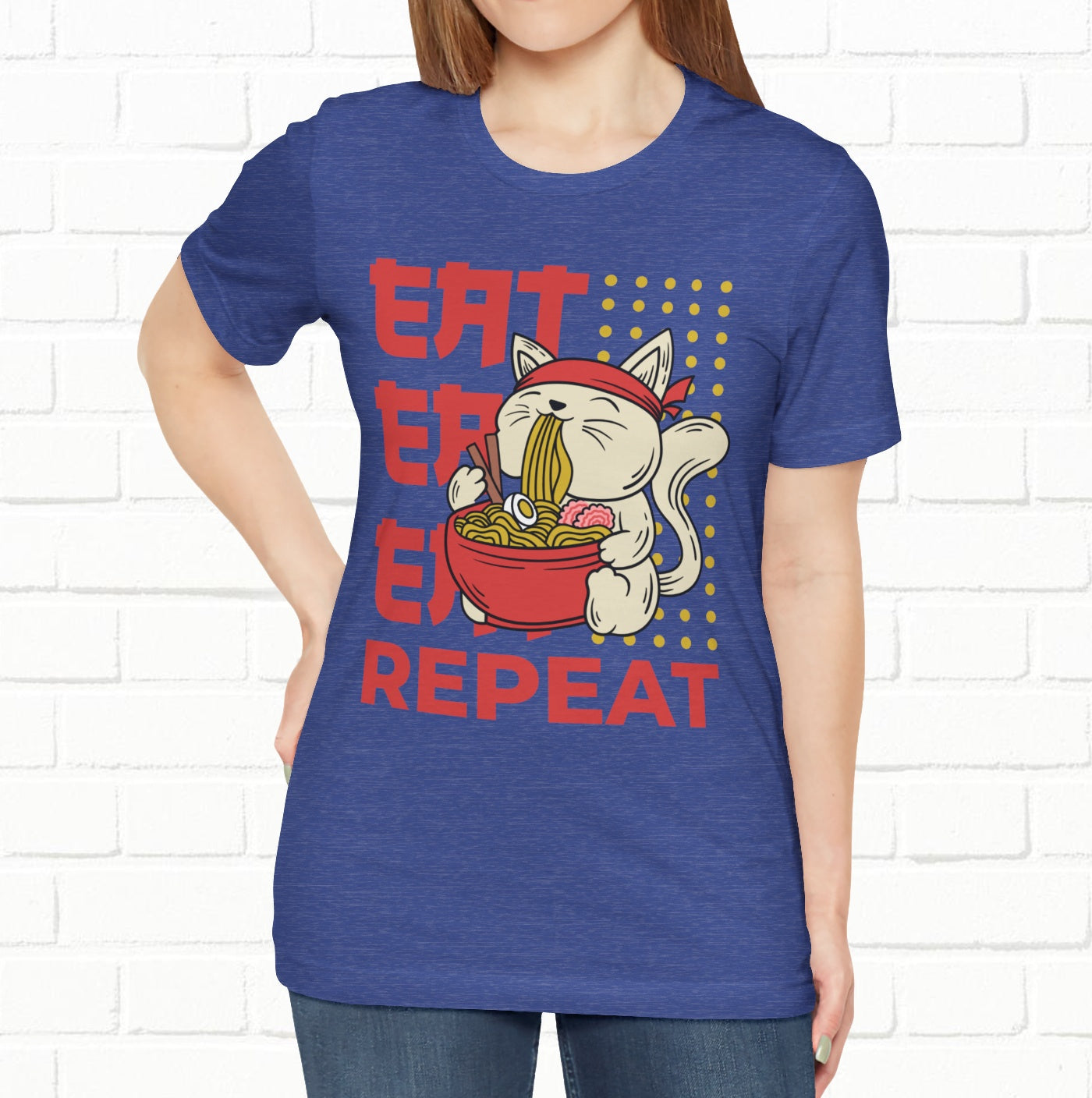 Eat Eat Repeat Cat Eating Ramen T-shirt