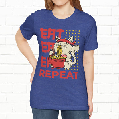 Eat Eat Repeat Cat Eating Ramen T-shirt