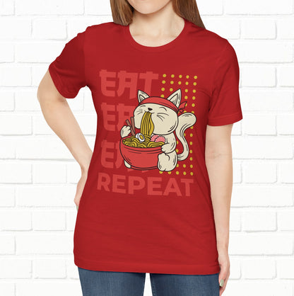 Eat Eat Repeat Cat Eating Ramen T-shirt