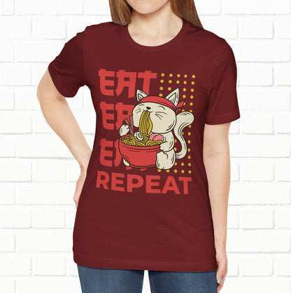 Eat Eat Repeat Cat Eating Ramen T-shirt