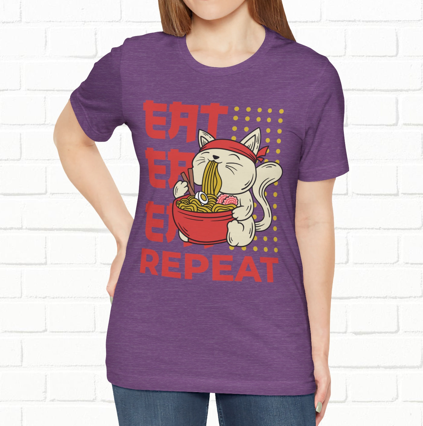 Eat Eat Repeat Cat Eating Ramen T-shirt