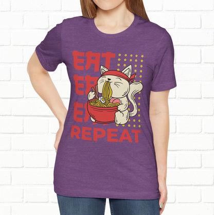 Eat Eat Repeat Cat Eating Ramen T-shirt
