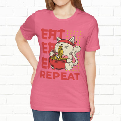 Eat Eat Repeat Cat Eating Ramen T-shirt