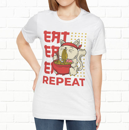 Eat Eat Repeat Cat Eating Ramen T-shirt
