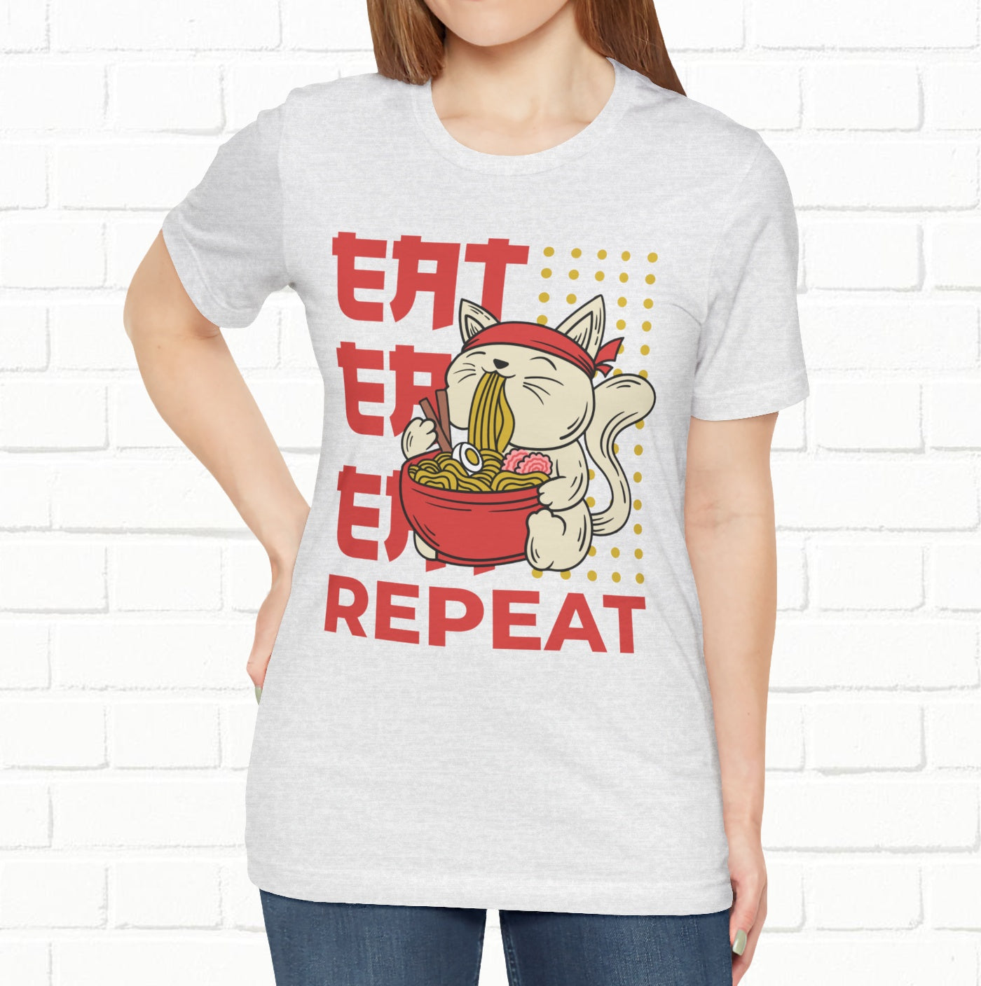 Eat Eat Repeat Cat Eating Ramen T-shirt