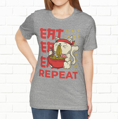 Eat Eat Repeat Cat Eating Ramen T-shirt