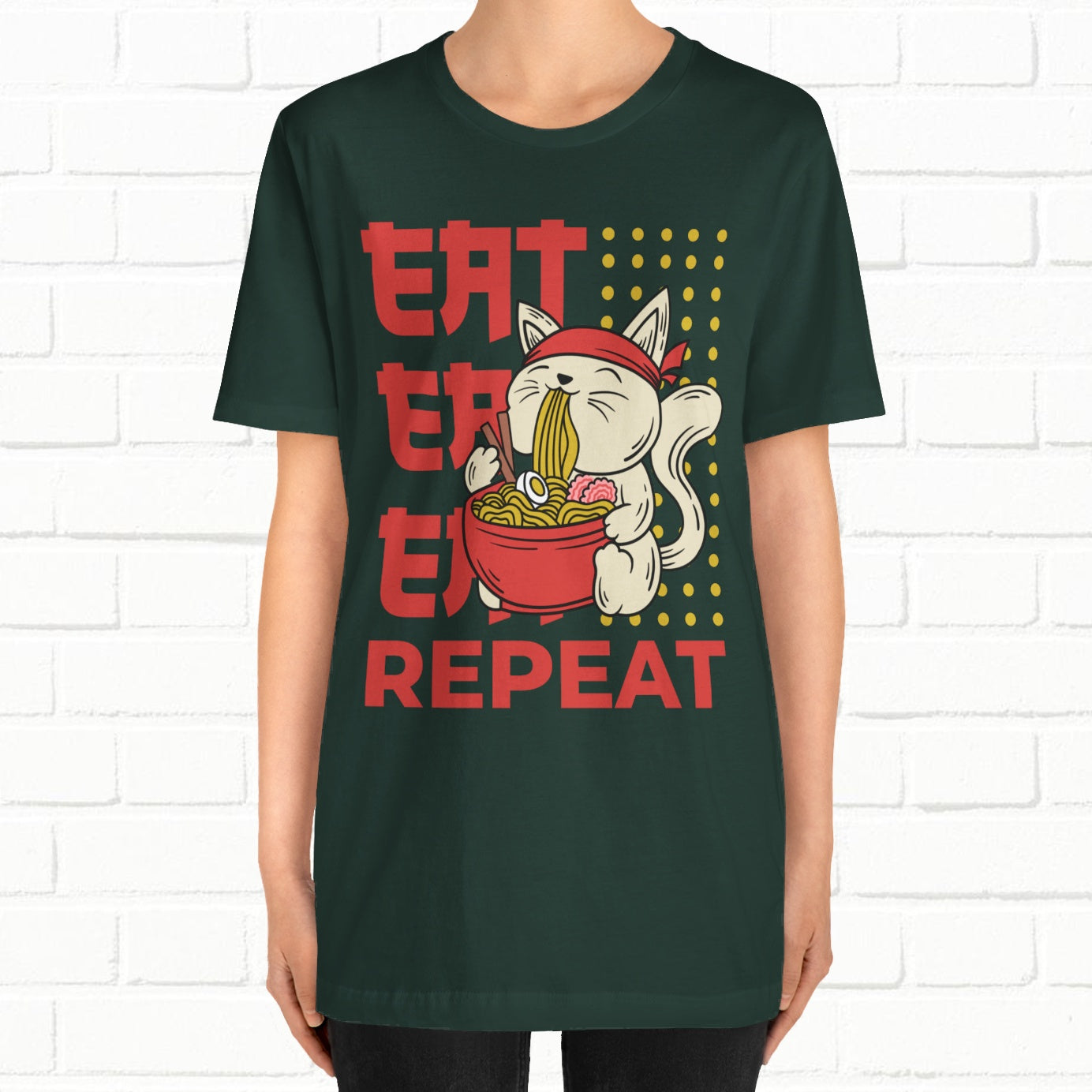 Eat Eat Repeat Cat Eating Ramen T-shirt