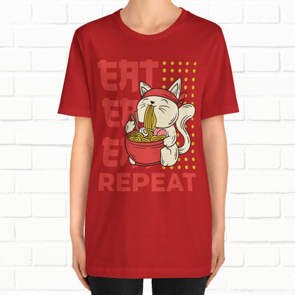 Eat Eat Repeat Cat Eating Ramen T-shirt