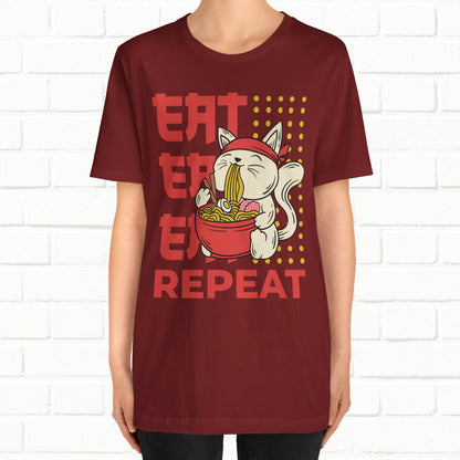 Eat Eat Repeat Cat Eating Ramen T-shirt