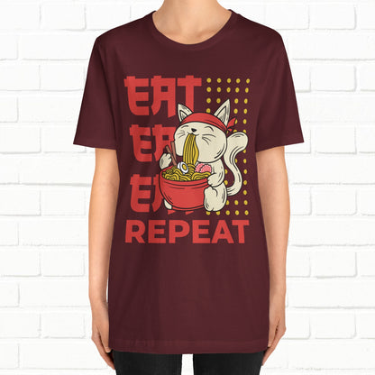 Eat Eat Repeat Cat Eating Ramen T-shirt