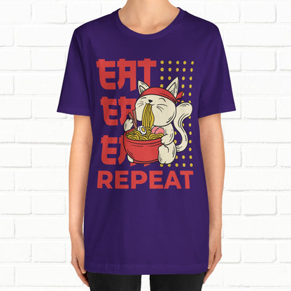Eat Eat Repeat Cat Eating Ramen T-shirt