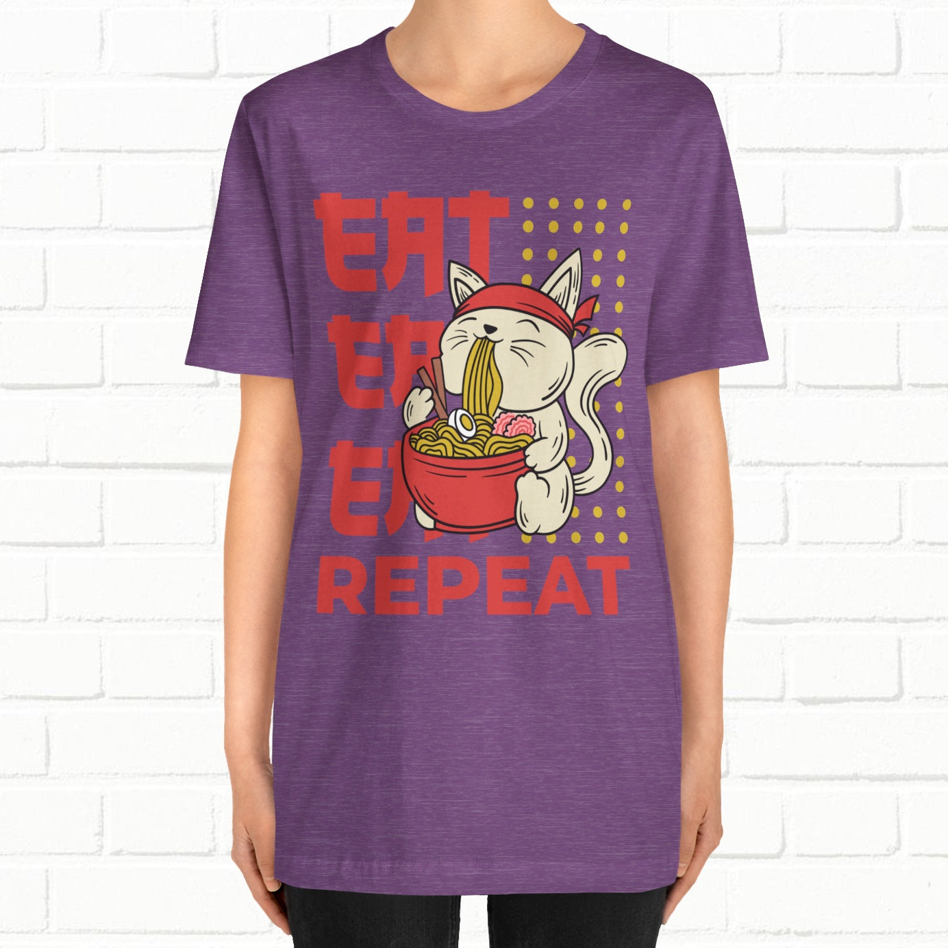 Eat Eat Repeat Cat Eating Ramen T-shirt