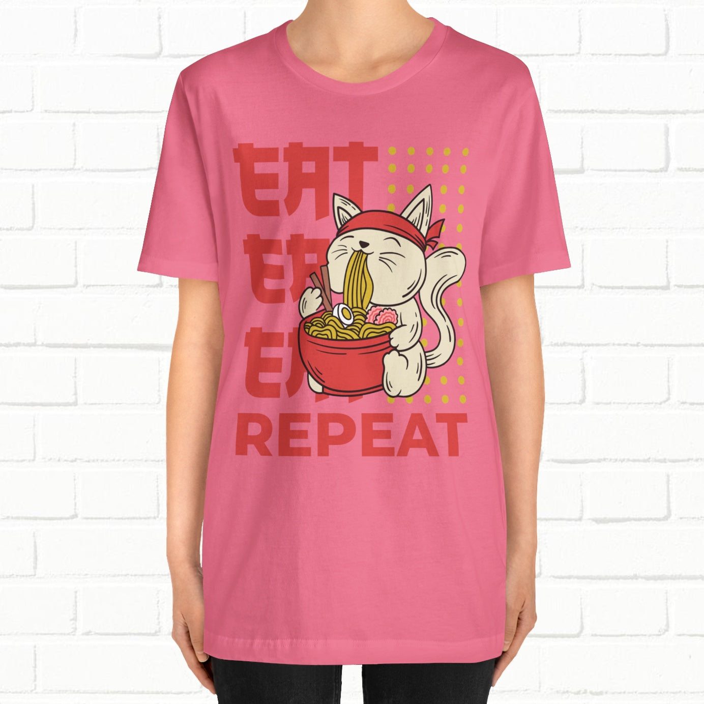 Eat Eat Repeat Cat Eating Ramen T-shirt