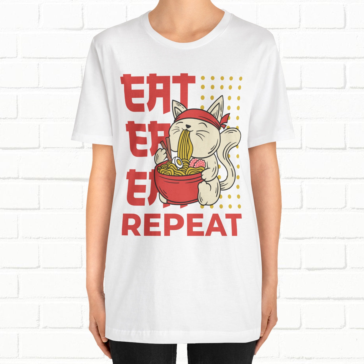 Eat Eat Repeat Cat Eating Ramen T-shirt