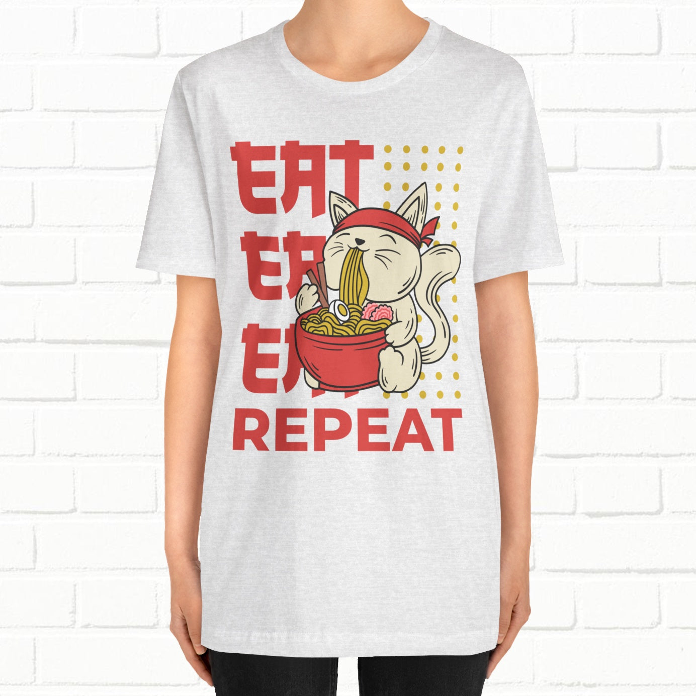 Eat Eat Repeat Cat Eating Ramen T-shirt