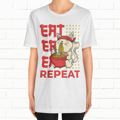 Eat Eat Repeat Cat Eating Ramen T-shirt