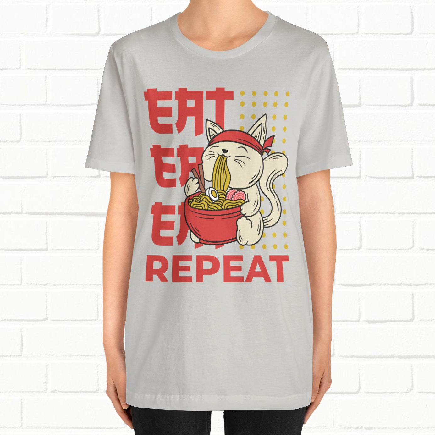 Eat Eat Repeat Cat Eating Ramen T-shirt