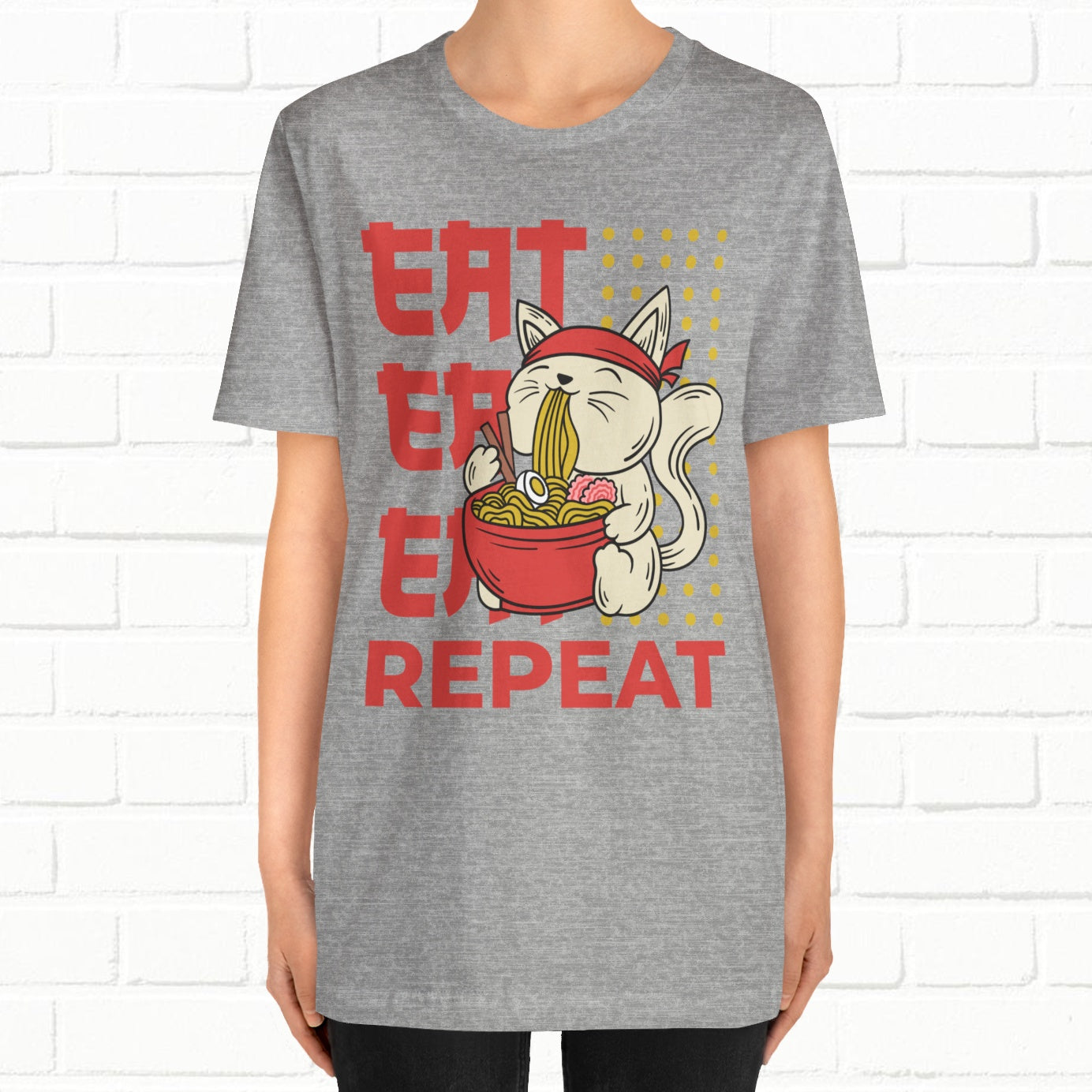 Eat Eat Repeat Cat Eating Ramen T-shirt