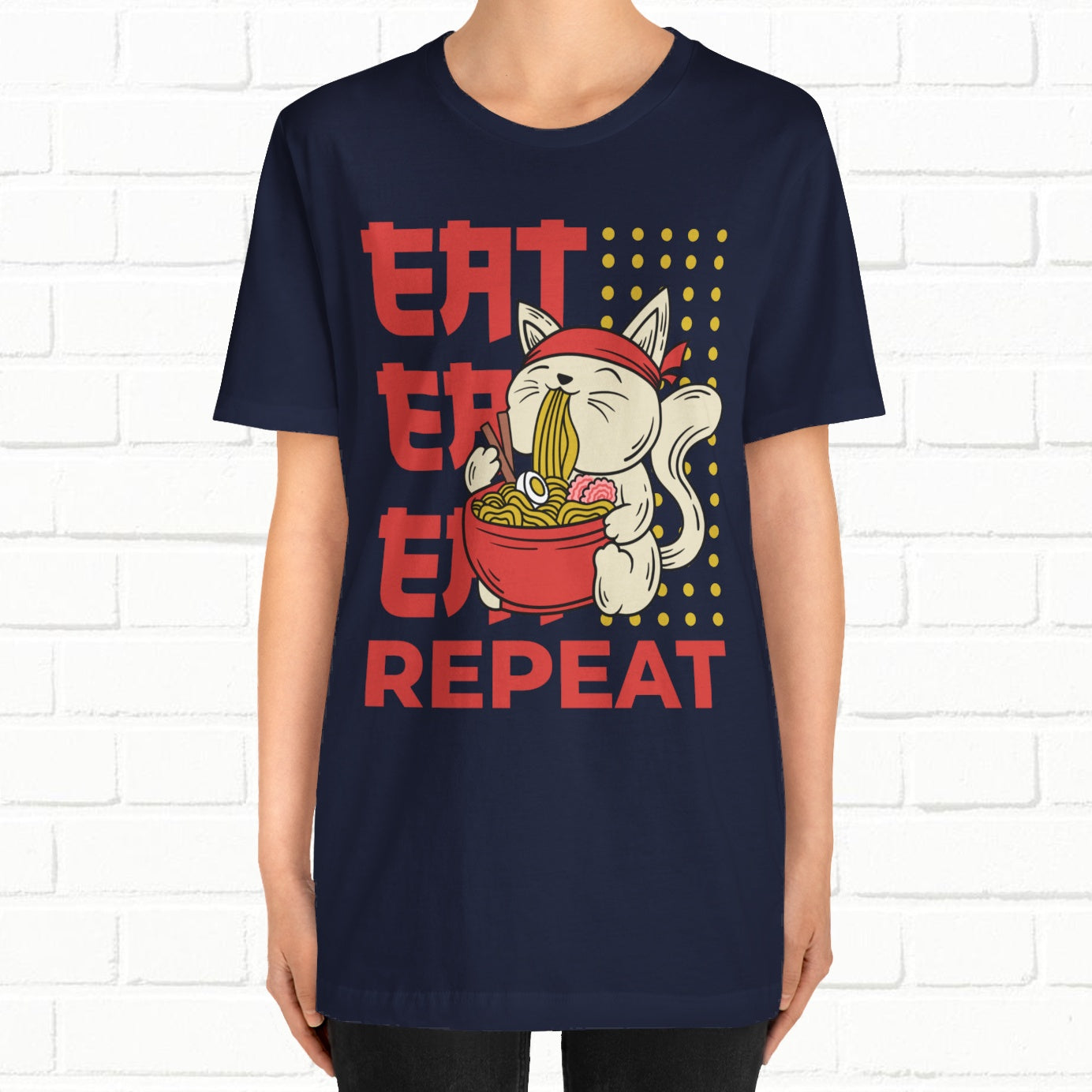 Eat Eat Repeat Cat Eating Ramen T-shirt