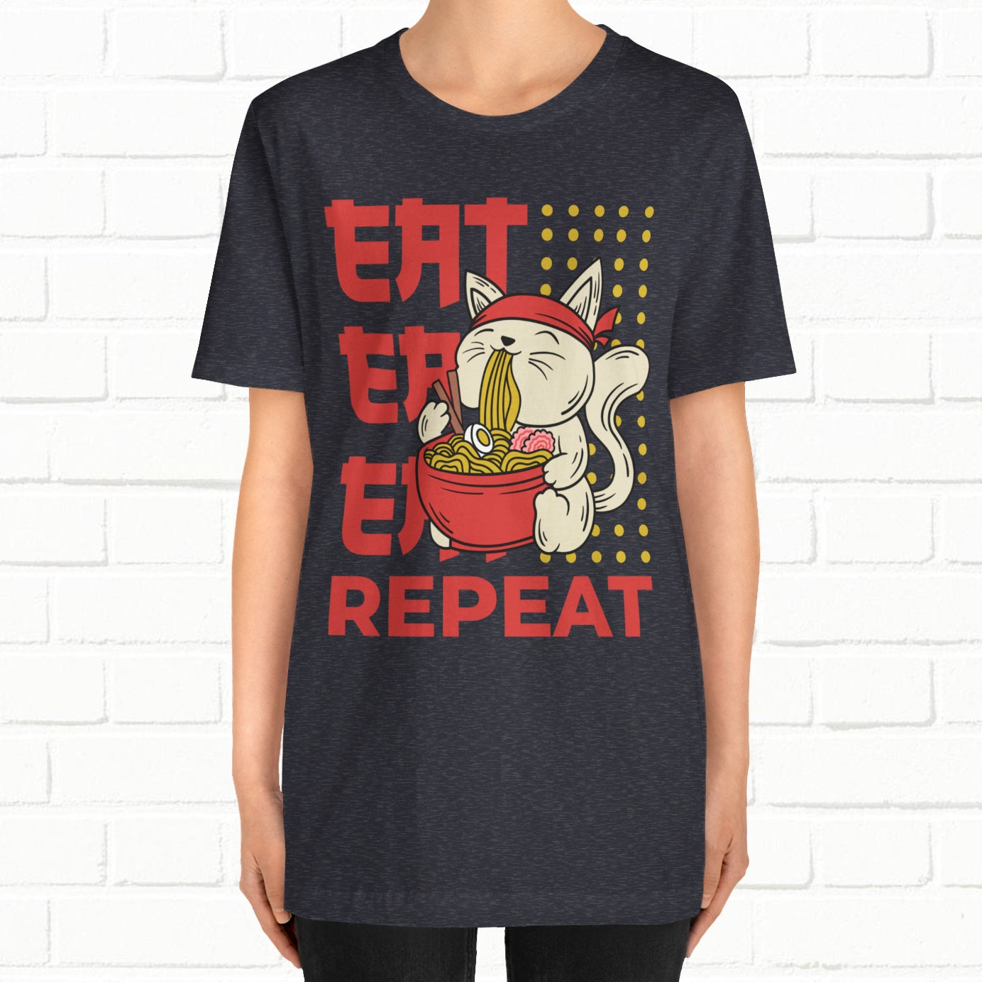 Eat Eat Repeat Cat Eating Ramen T-shirt