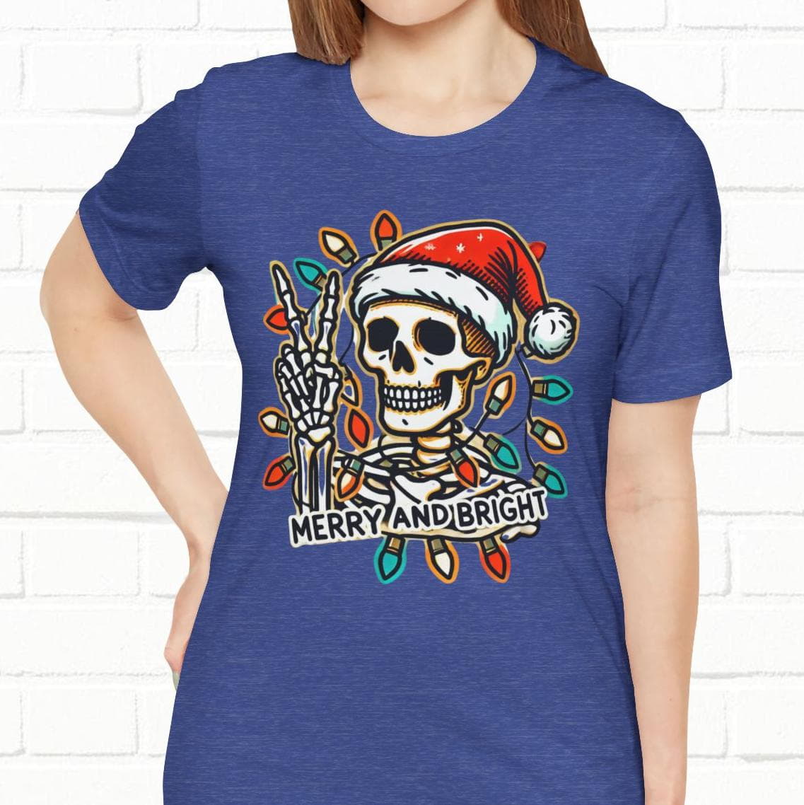 Merry And Bright Funny Skeleton Lights Christmas Unisex T-Shirt