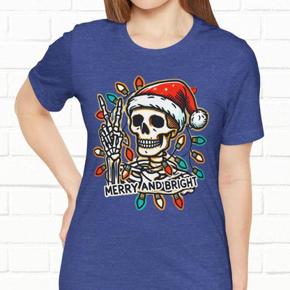 Merry And Bright Funny Skeleton Lights Christmas Unisex T-Shirt