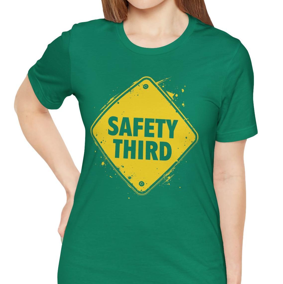 Safety Third Yellow Caution Sign Funny Sarcastic Unisex T-shirt