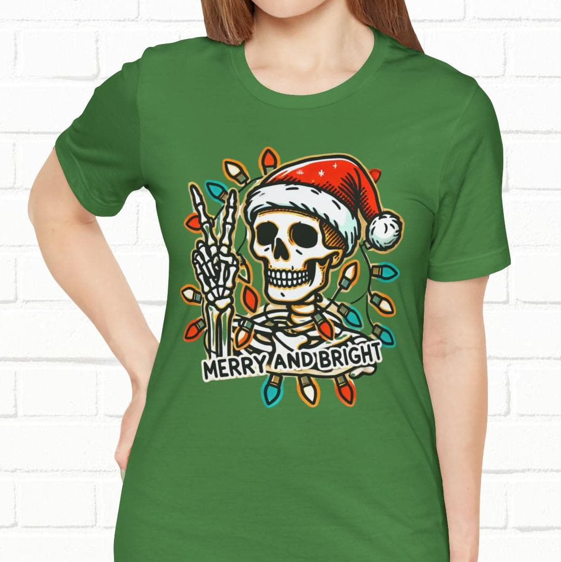 Merry And Bright Funny Skeleton Lights Christmas Unisex T-Shirt
