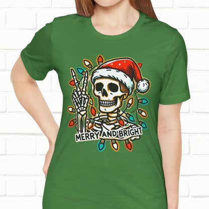 Merry And Bright Funny Skeleton Lights Christmas Unisex T-Shirt