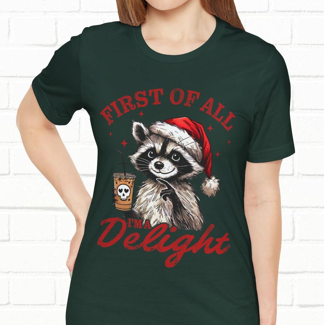 Raccoon I'm A Delight Funny Unisex Christmas T-Shirt