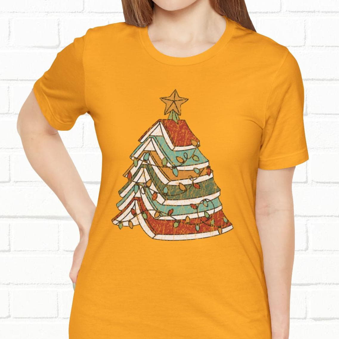 Books Christmas Tree, Gift For Book Lovers, Wintery Unisex T-shirt