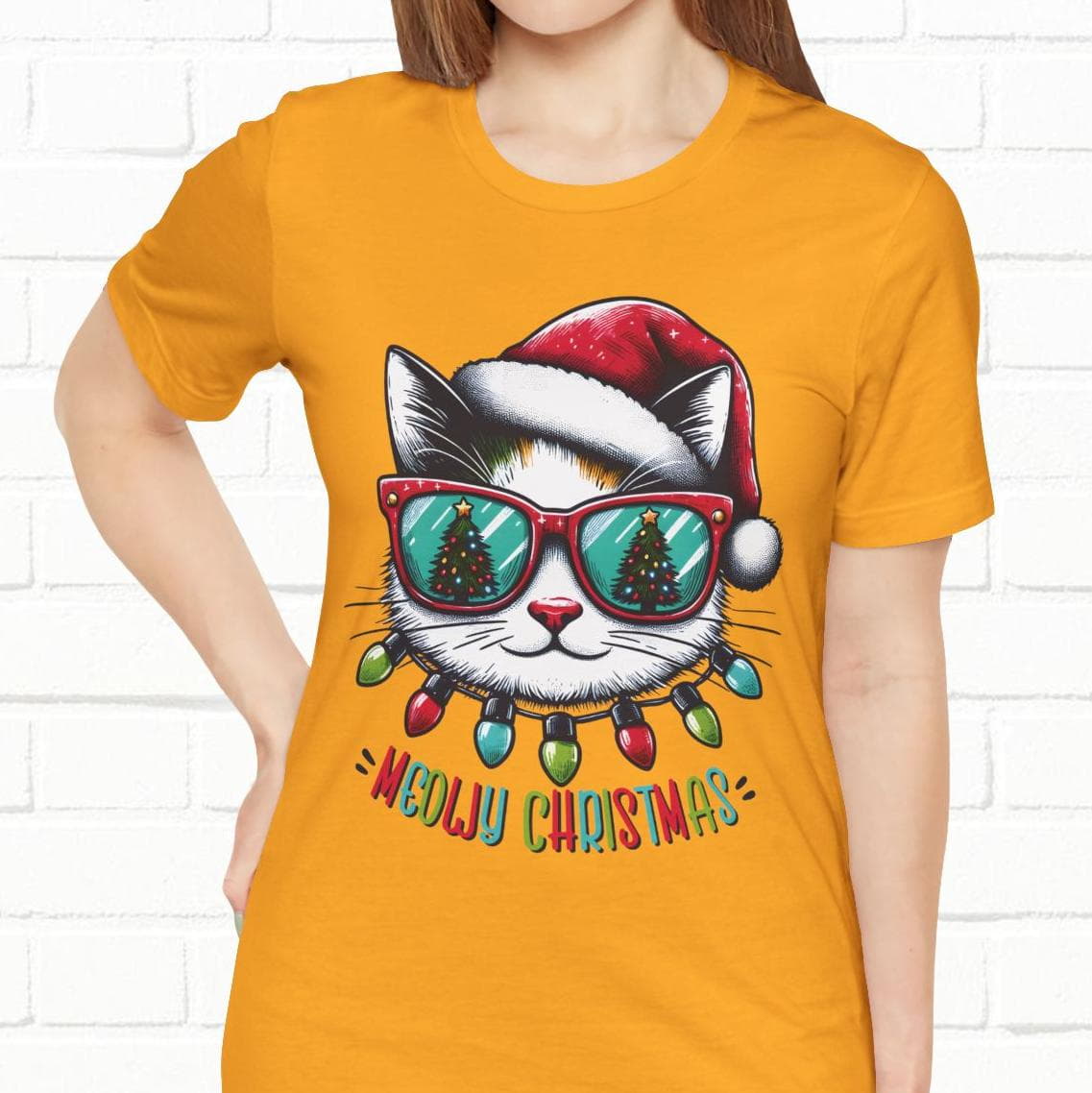Meowy Christmas Funny Cool Cat Unisex T-Shirt