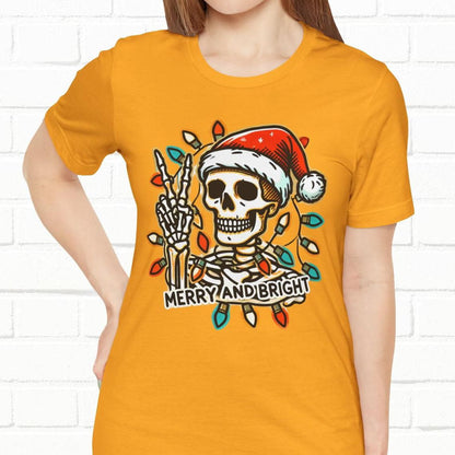 Merry And Bright Funny Skeleton Lights Christmas Unisex T-Shirt