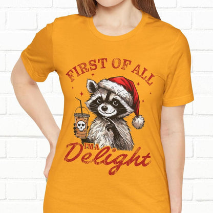 Raccoon I'm A Delight Funny Unisex Christmas T-Shirt