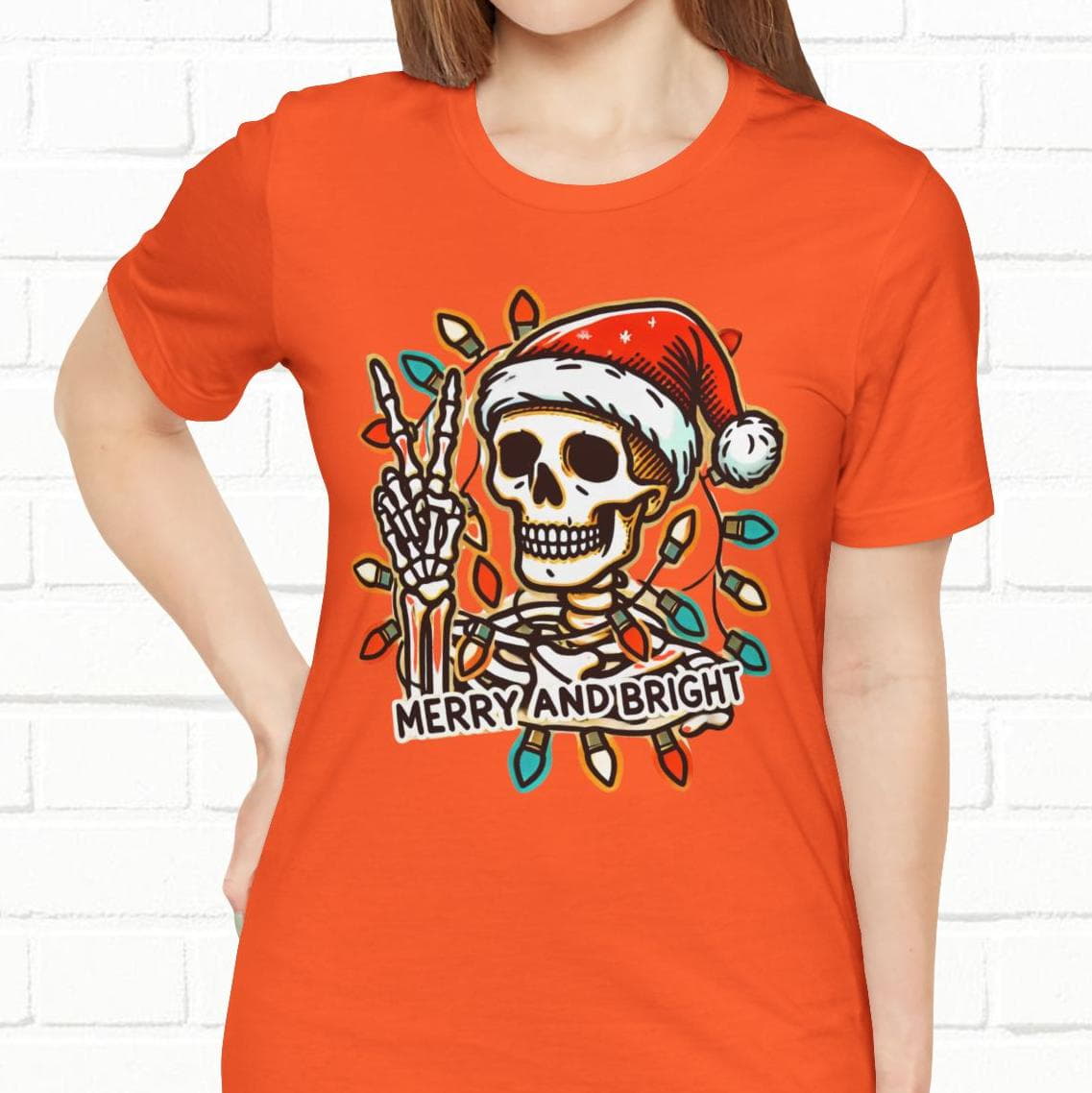 Merry And Bright Funny Skeleton Lights Christmas Unisex T-Shirt