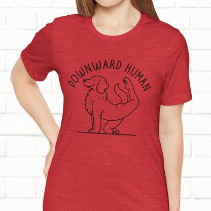 Funny Dog Yoga 'Downward Human' Unisex T-Shirt