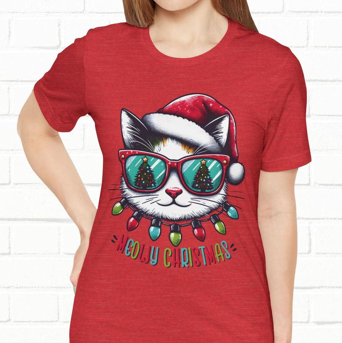 Meowy Christmas Funny Cool Cat Unisex T-Shirt