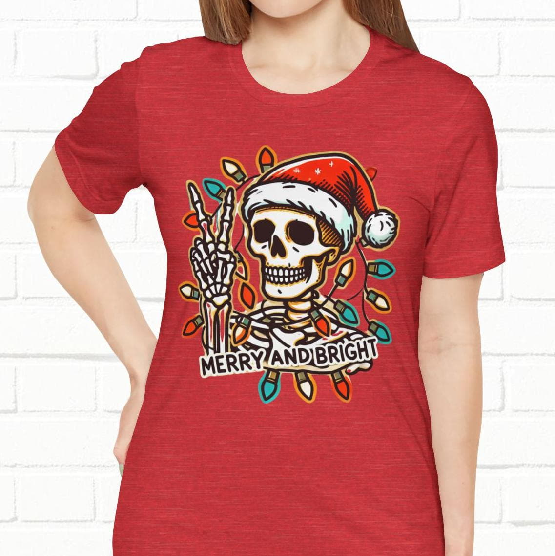 Merry And Bright Funny Skeleton Lights Christmas Unisex T-Shirt