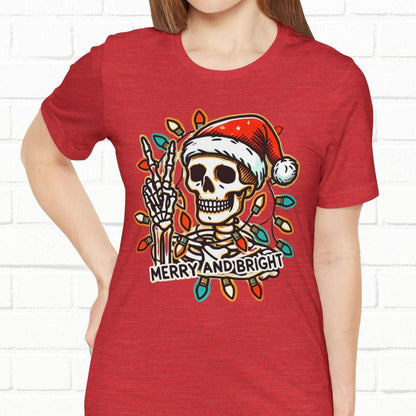 Merry And Bright Funny Skeleton Lights Christmas Unisex T-Shirt