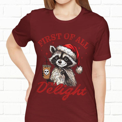Raccoon I'm A Delight Funny Unisex Christmas T-Shirt