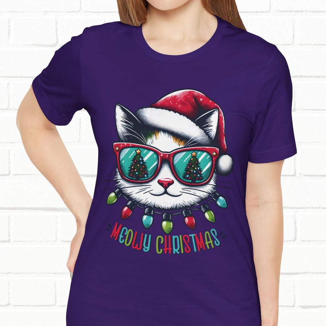 Meowy Christmas Funny Cool Cat Unisex T-Shirt