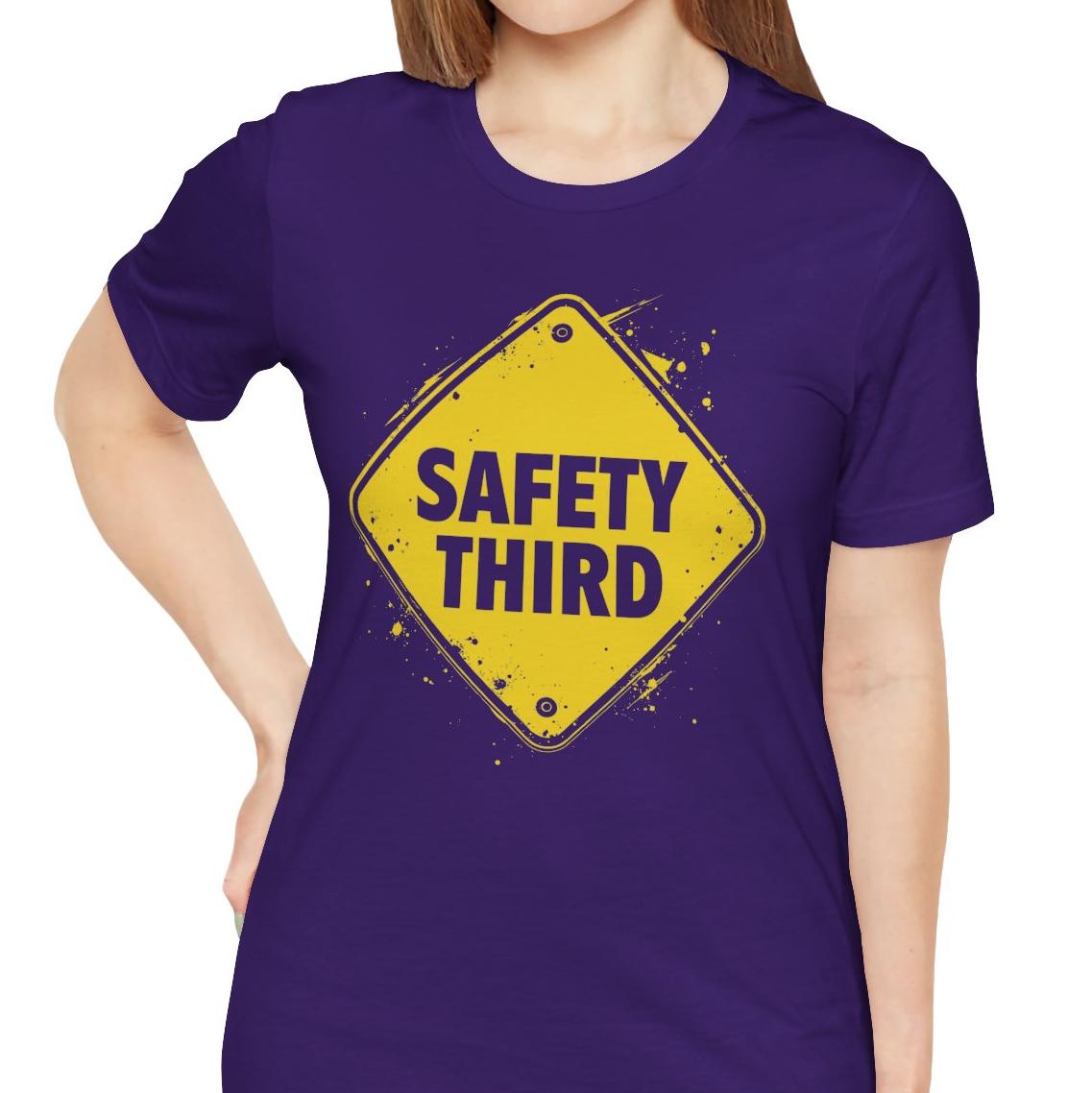 Safety Third Yellow Caution Sign Funny Sarcastic Unisex T-shirt