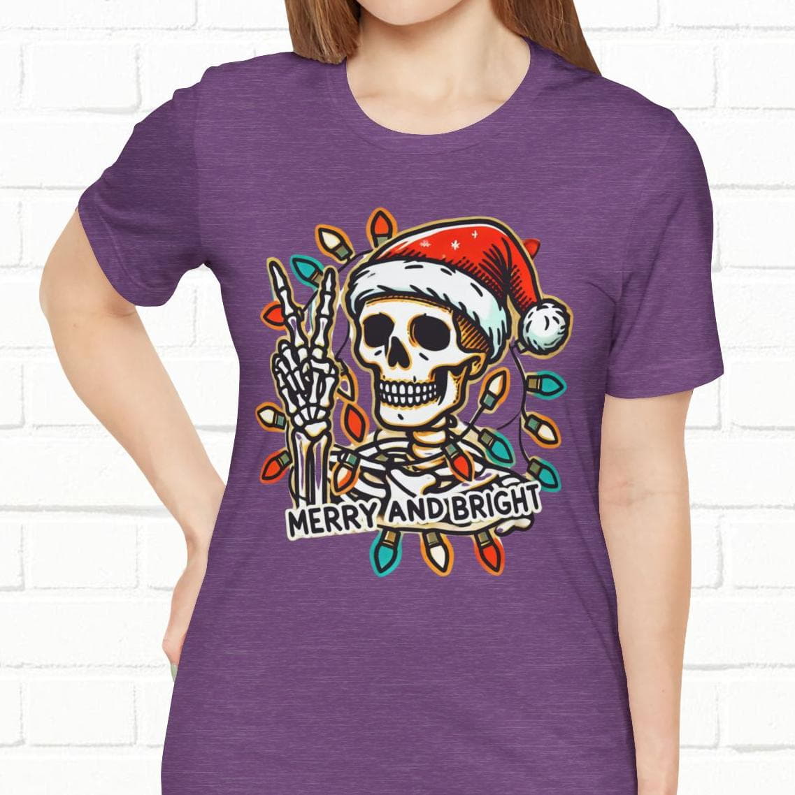 Merry And Bright Funny Skeleton Lights Christmas Unisex T-Shirt