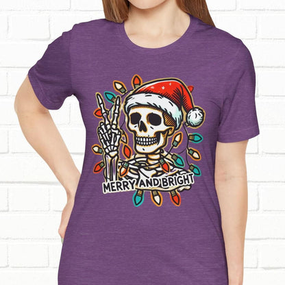 Merry And Bright Funny Skeleton Lights Christmas Unisex T-Shirt