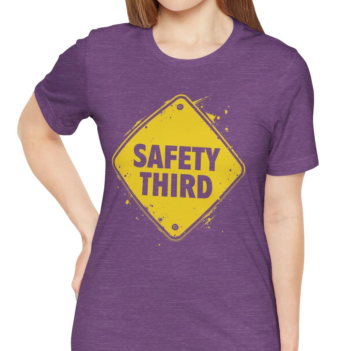 Safety Third Yellow Caution Sign Funny Sarcastic Unisex T-shirt