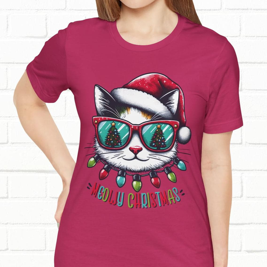 Meowy Christmas Funny Cool Cat Unisex T-Shirt