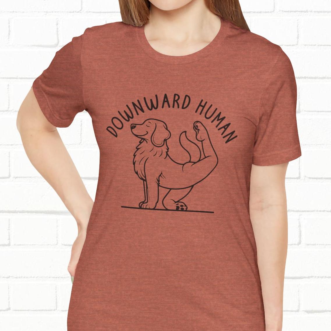 Funny Dog Yoga 'Downward Human' Unisex T-Shirt