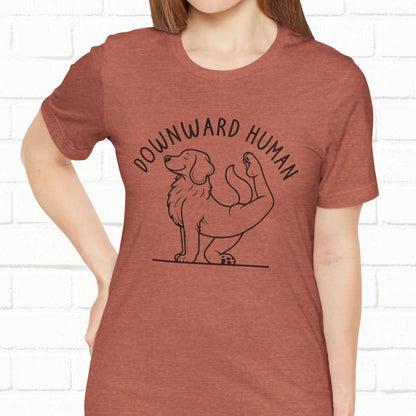 Funny Dog Yoga 'Downward Human' Unisex T-Shirt